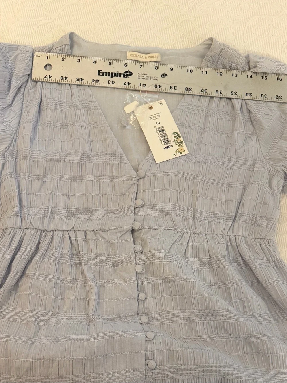 Chelsea & Violet NWT Gray Dawn Smock Midi Dress 10 Cottagecore Boho Puff Sleeve